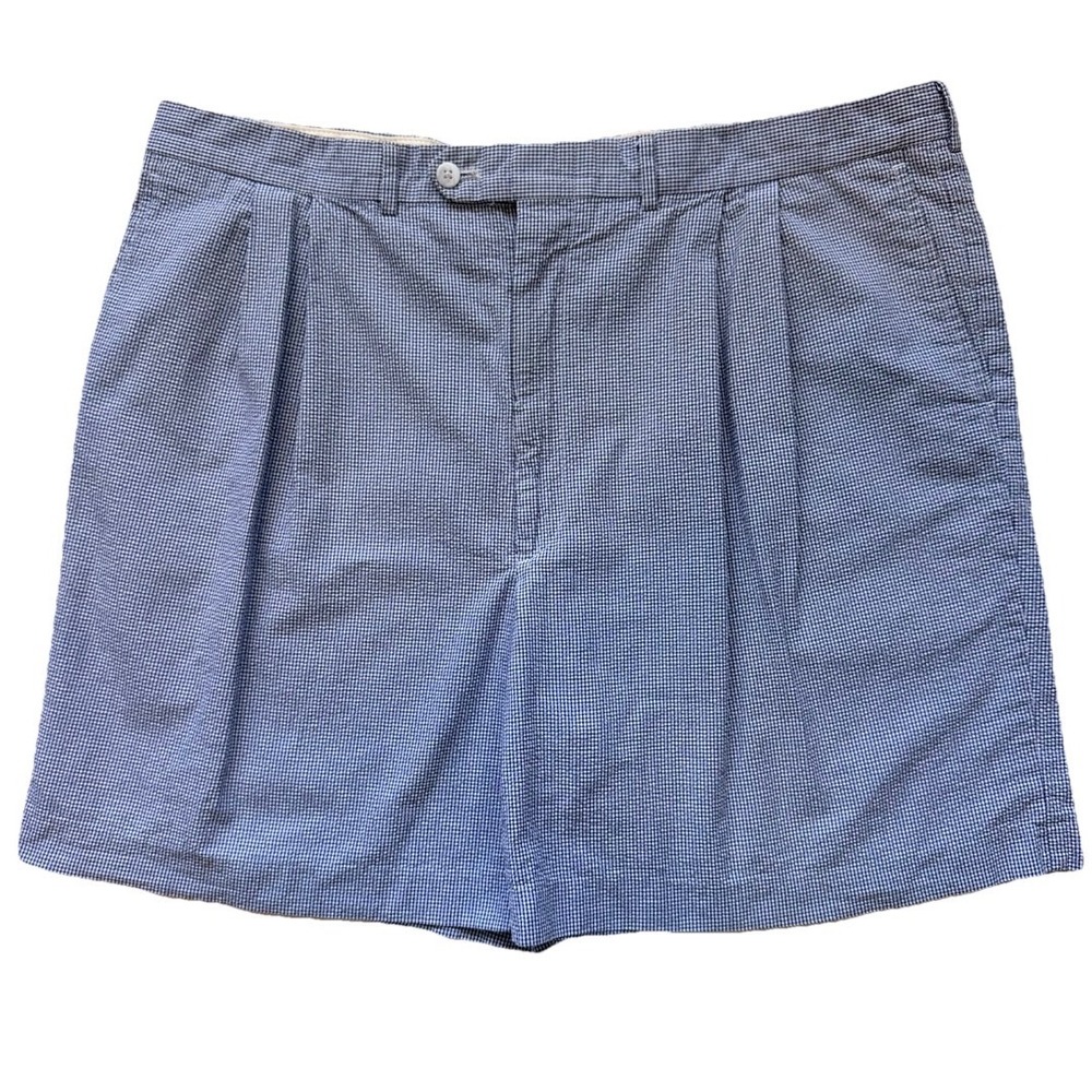 Berle Charleston Shorts Mens 40 Blue Excellent VTG USA Double Pleated Gingham